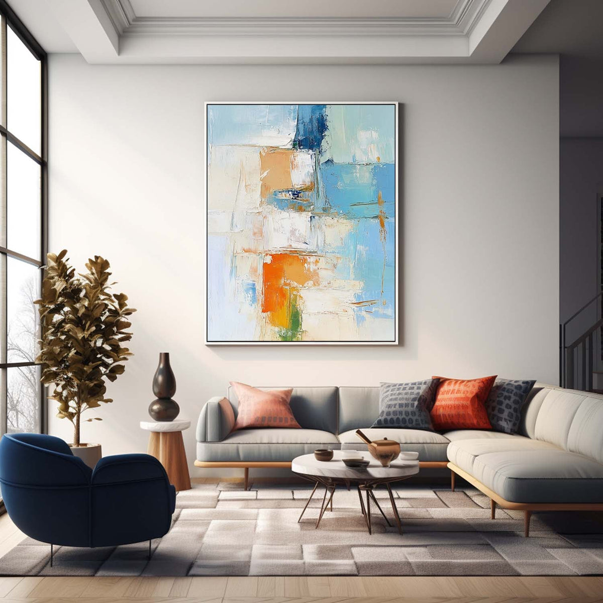 Modern Abstract Color Block Oil Painting