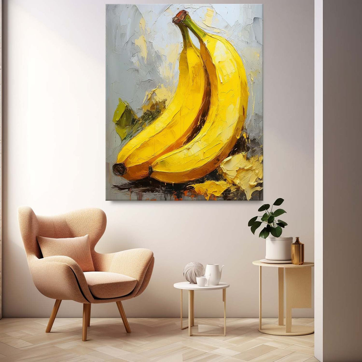 Impasto Banana Painting Vibrant Yellow