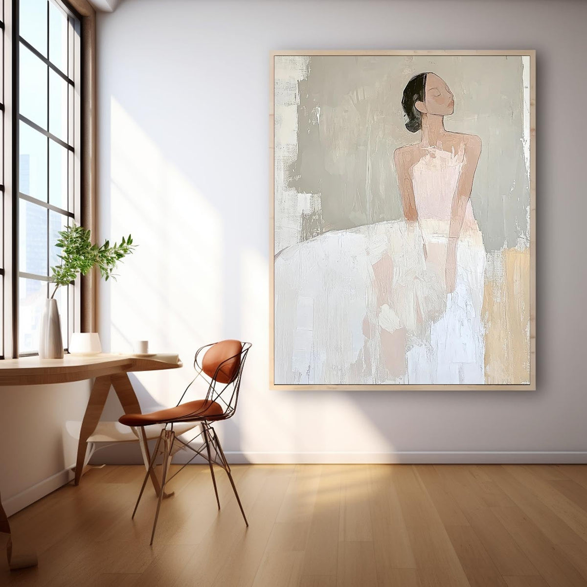 Minimalist Ballerina Painting Serene Wall Art Elegant