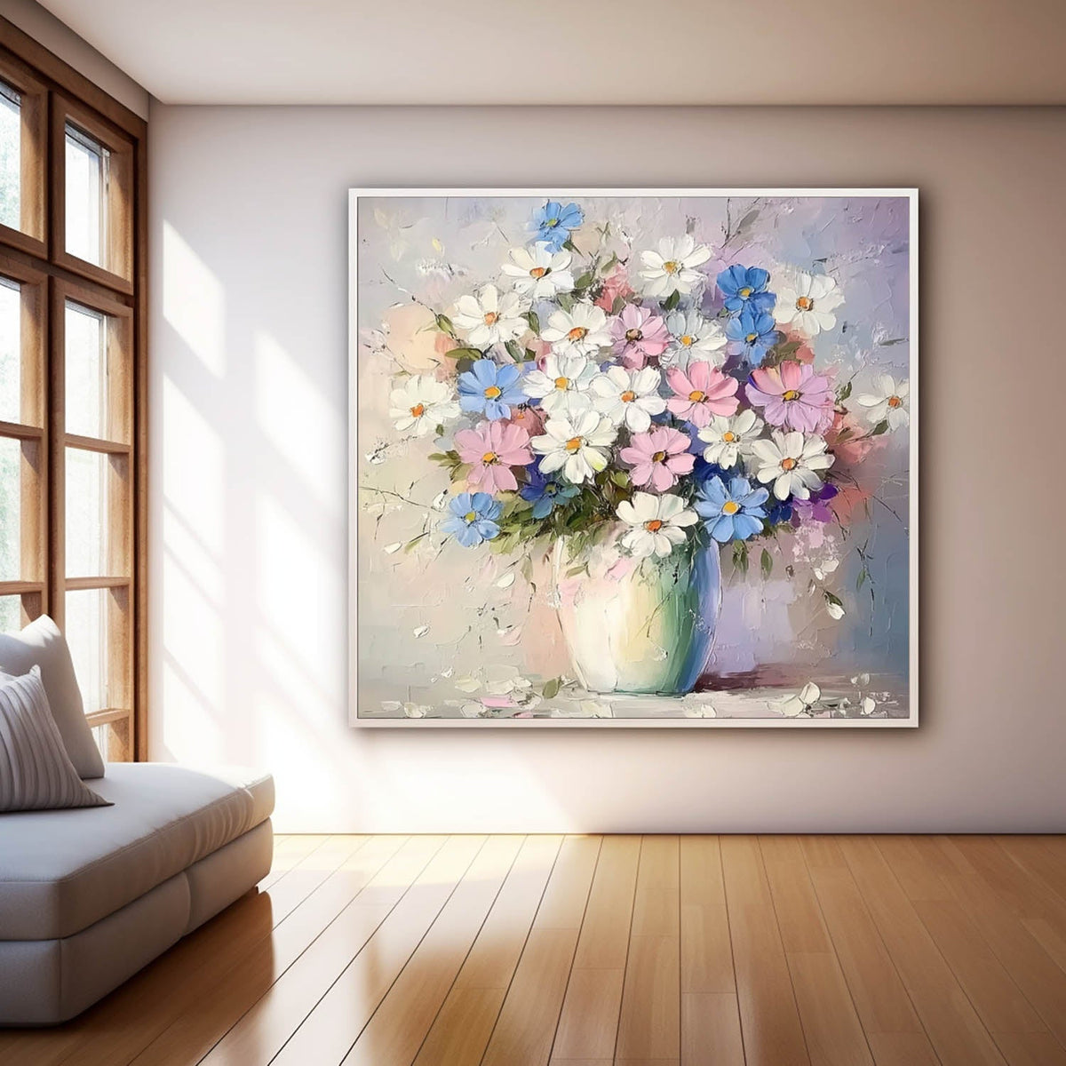 Whimsical Wildflower Bouquet Oil Painting Soft Pastel