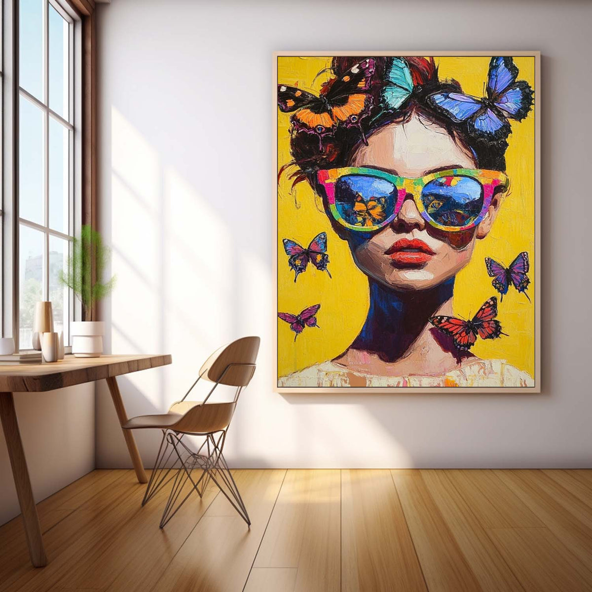 Pop-Art Butterfly Muse Portrait Oil Painting