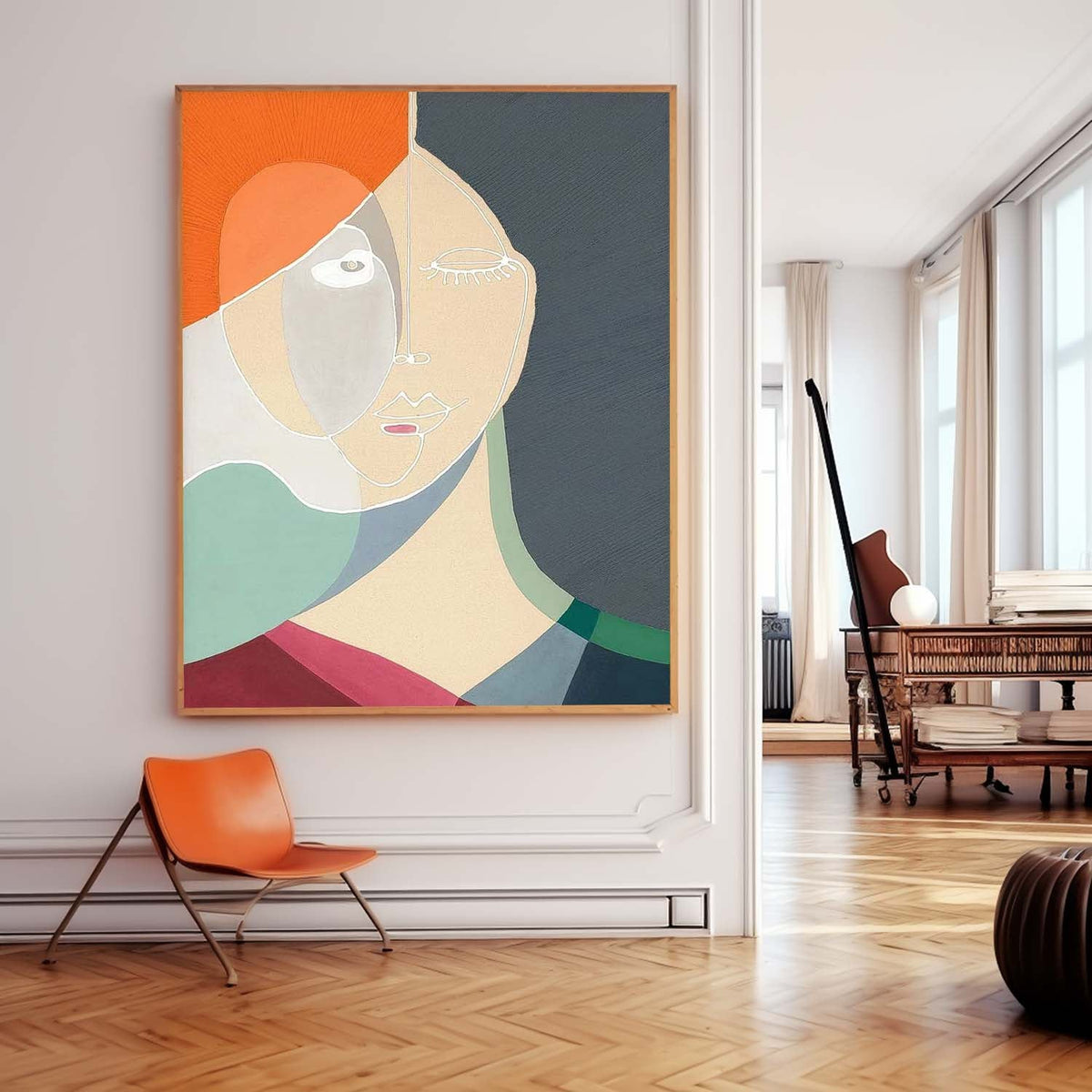Cubist Abstract Portrait Serene Modern Wall Art