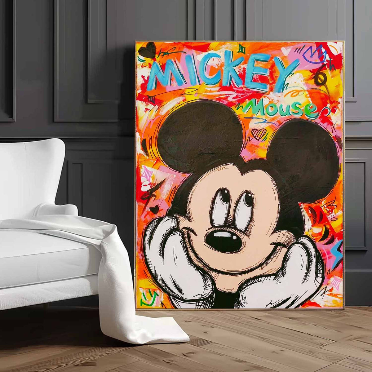 Pop Art Mickey Mouse Painting Vibrant Wall Art