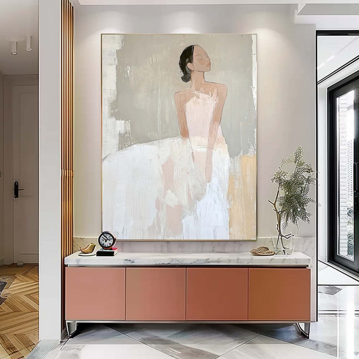 Minimalist Ballerina Painting Serene Wall Art Elegant