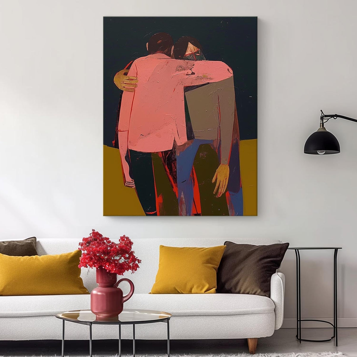 Modern Expressionist Embrace Painting Intimate