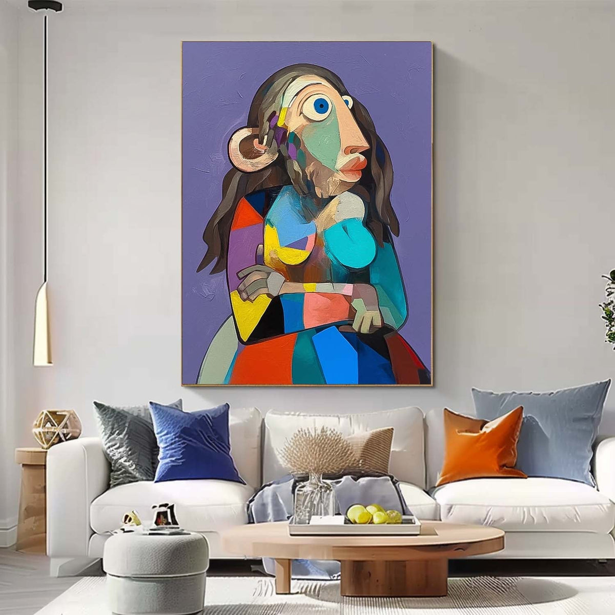 Cubist Geometric Woman Portrait Oil Painting