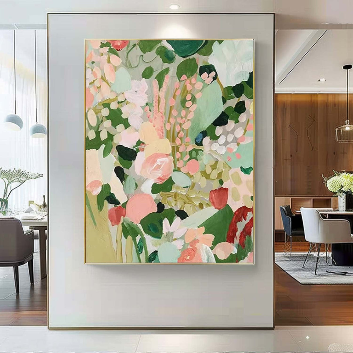 Soft Pastel Floral Field Oil Painting Modern