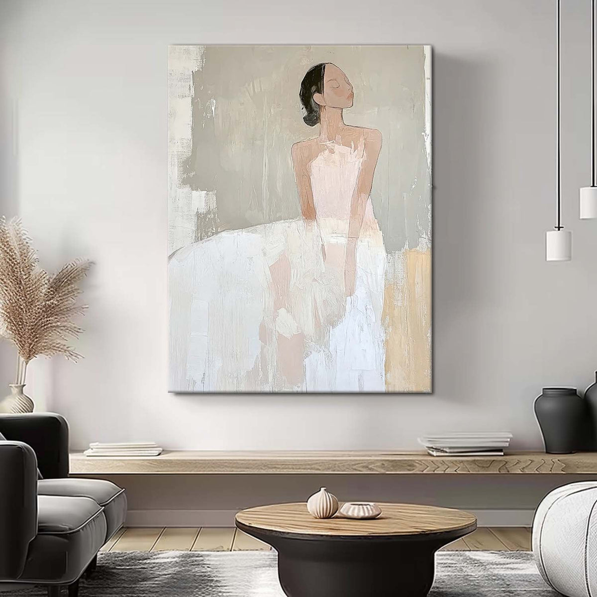 Minimalist Ballerina Painting Serene Wall Art Elegant