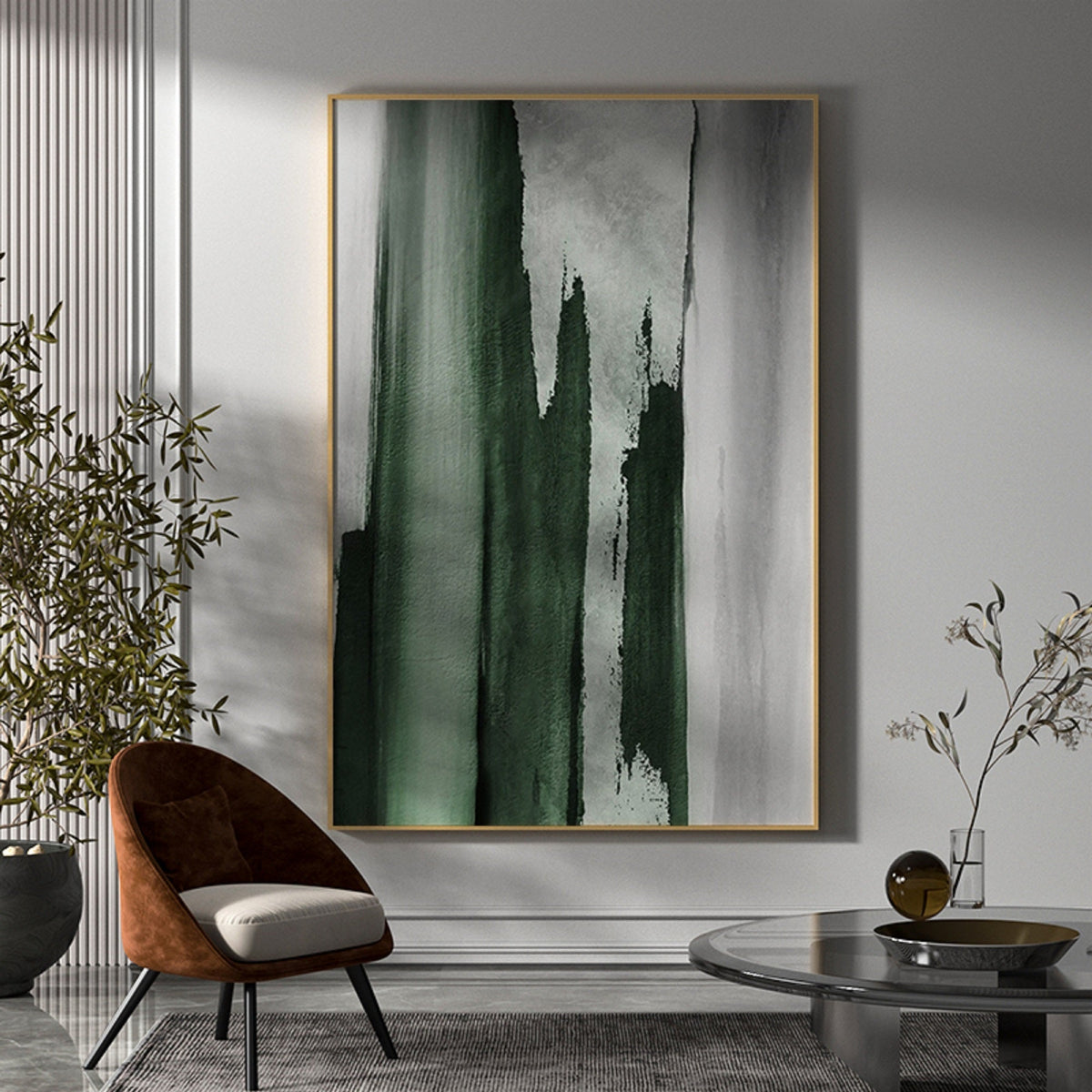 Emerald Green Abstract Painting Vertical