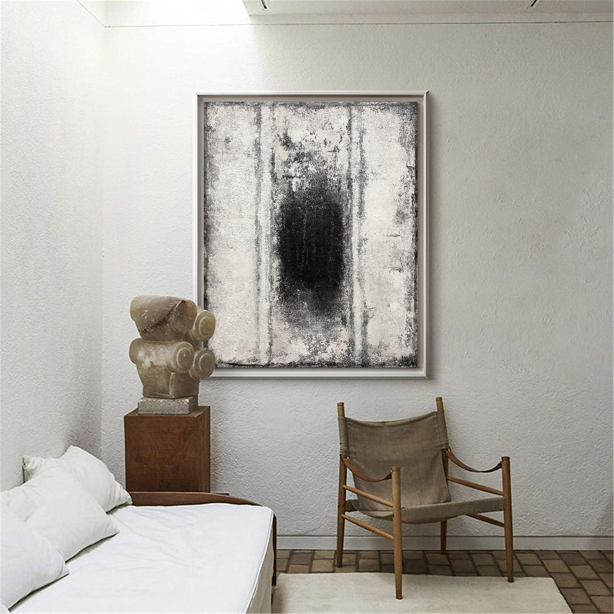 Minimalist Monochrome Abstract Oil Painting