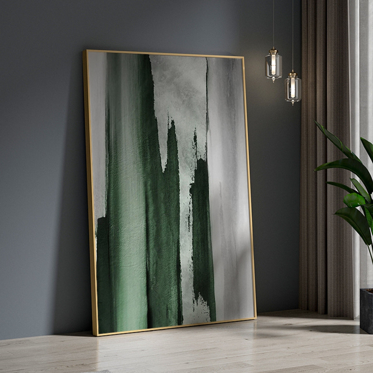 Emerald Green Abstract Painting Vertical