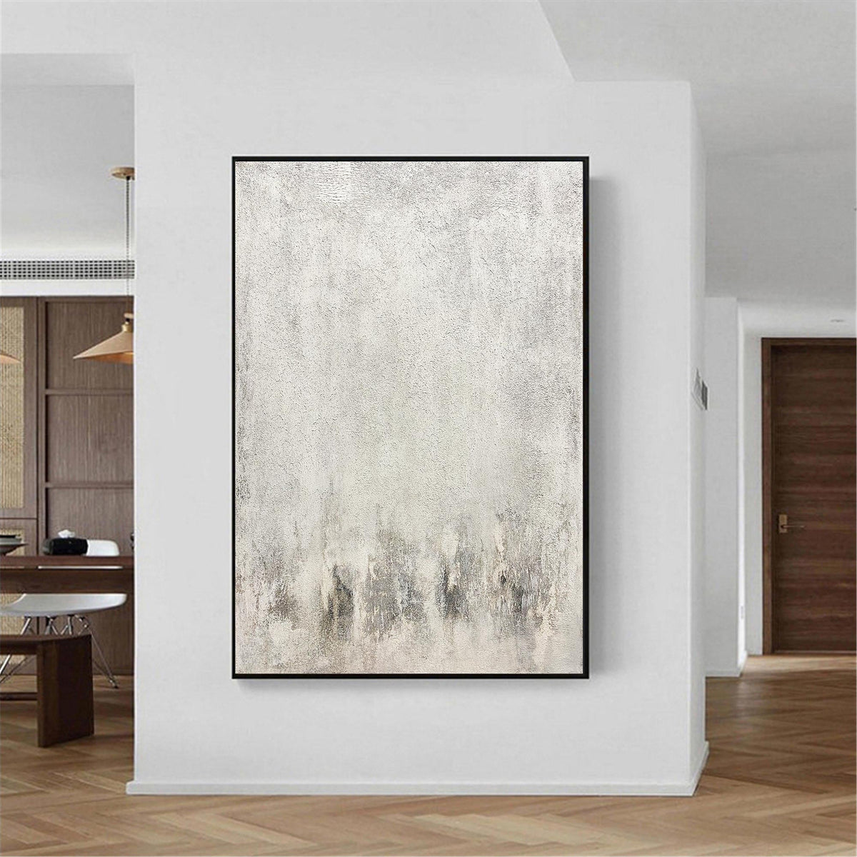 Gray And White Minimalist Painting