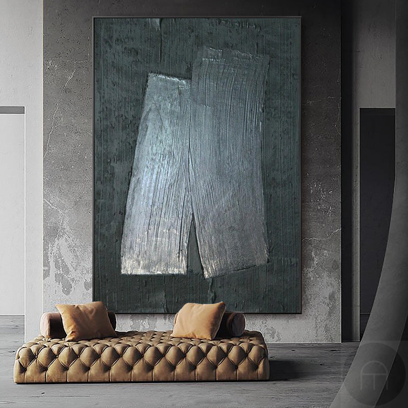 Wall Art Black Grey Geometric Rectangles Abstract Minimalist Texture Living Room
