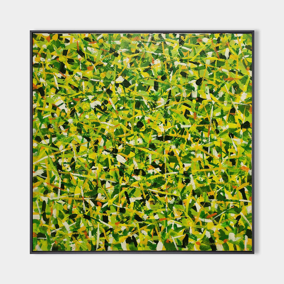 Green Yellow Textured Square Abstract Art