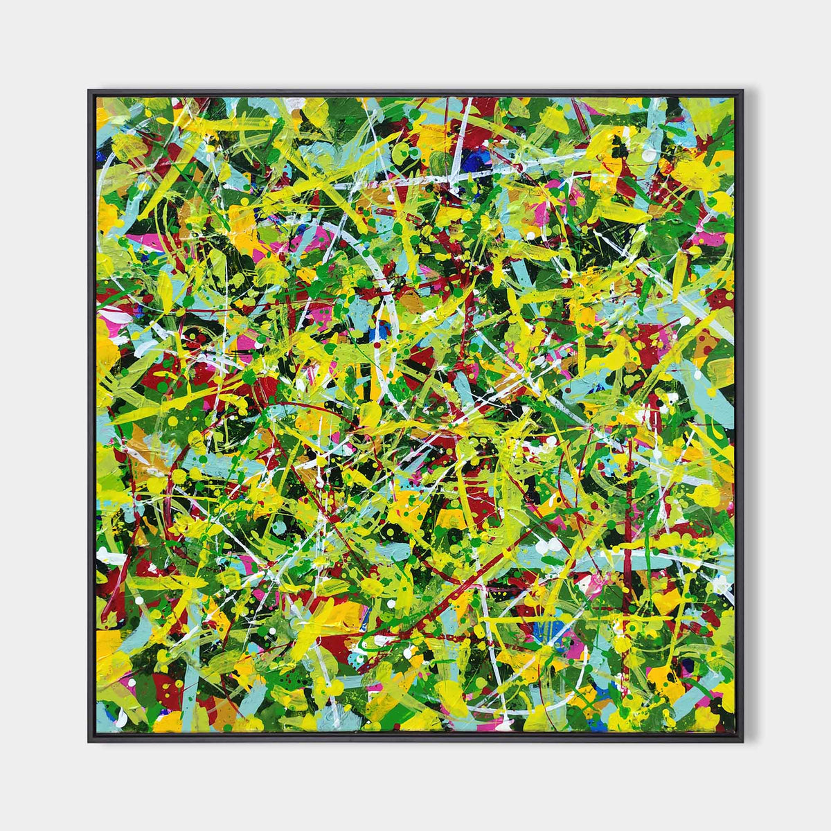 Vibrant Abstract Green Yellow Red Blue Canvas