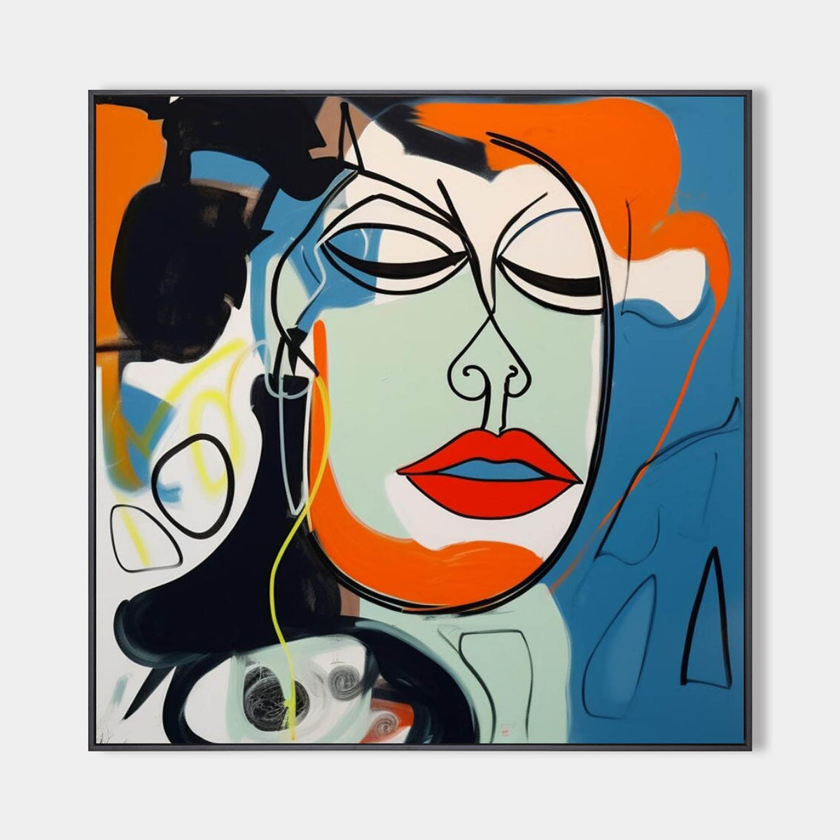 Pop Art Abstract Female Portrait Wall Art Fashion Decor
