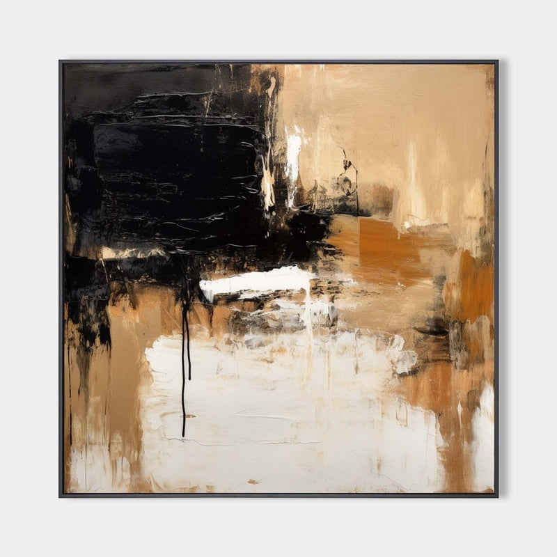 Wall Art Abstract Black Beige Painting