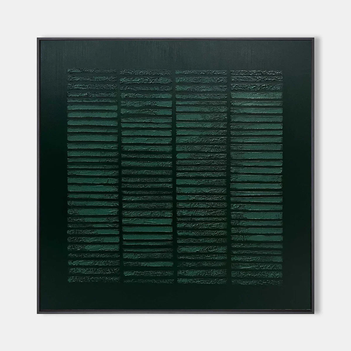Deep Teal Textured Striped Abstract Oil Painting