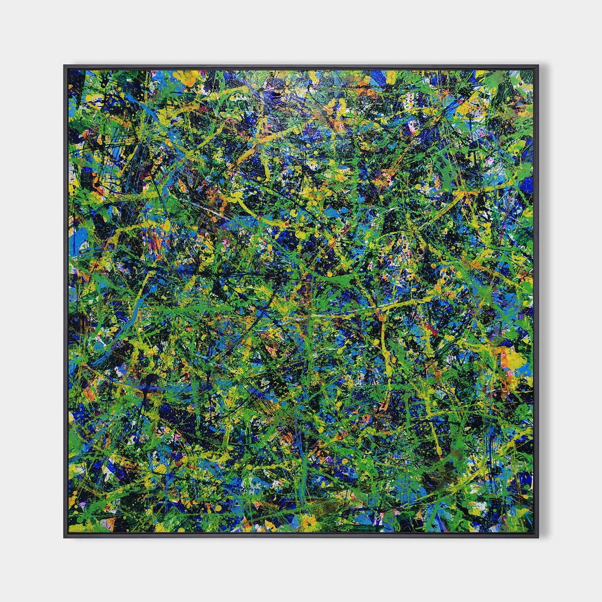 Abstract Green Blue Textured Square Canvas Art