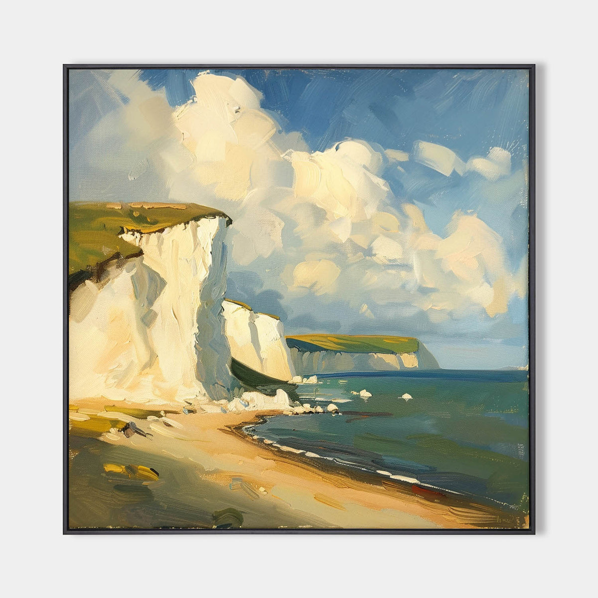 Sunlit Coastal Cliffs Landscape Art