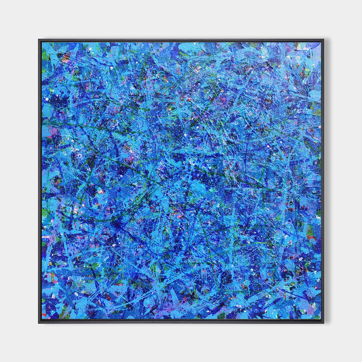 Vibrant Blue Expressionist Oil Painting Square