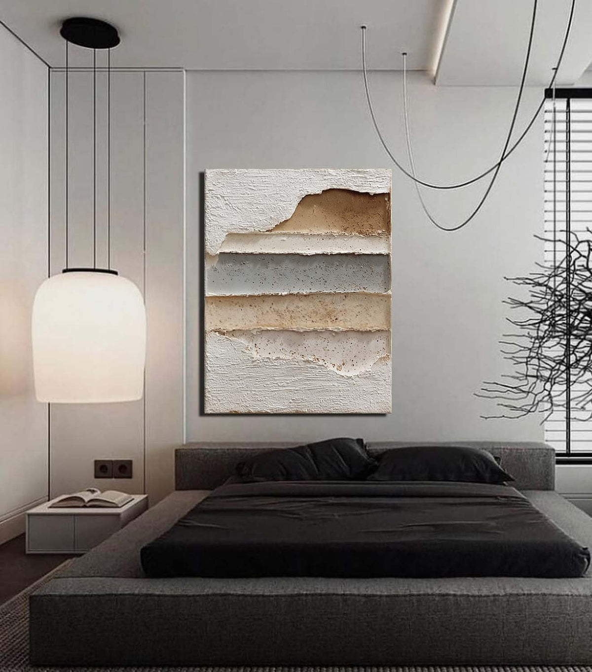 Wall Art Vertical Textured Abstract Layered Scene Muted