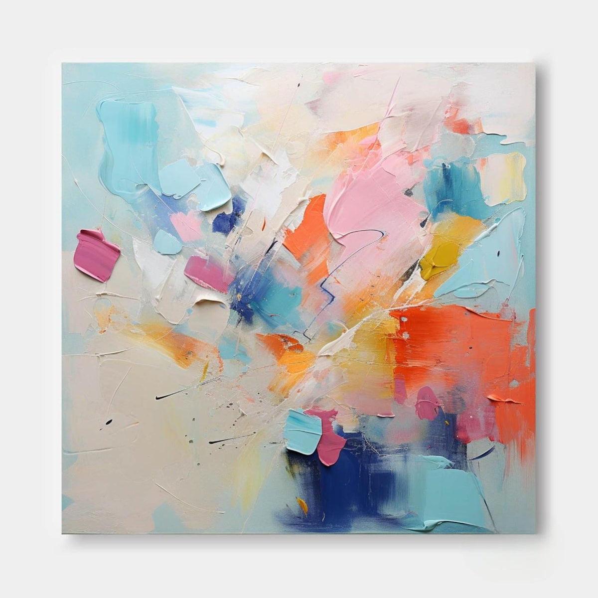 3D Textured Painting Vibrant Pastels Modern Wall Art