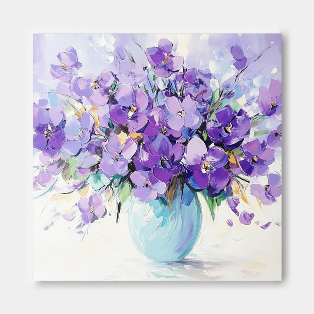 Lavender Purple Floral Bouquet Oil Painting