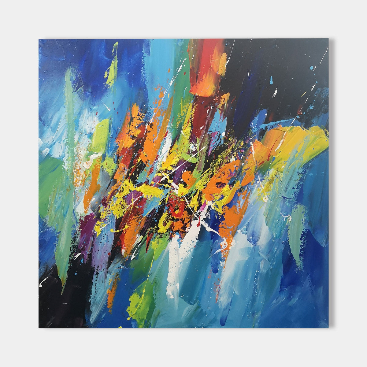 Vibrant Blue Yellow Oil Painting