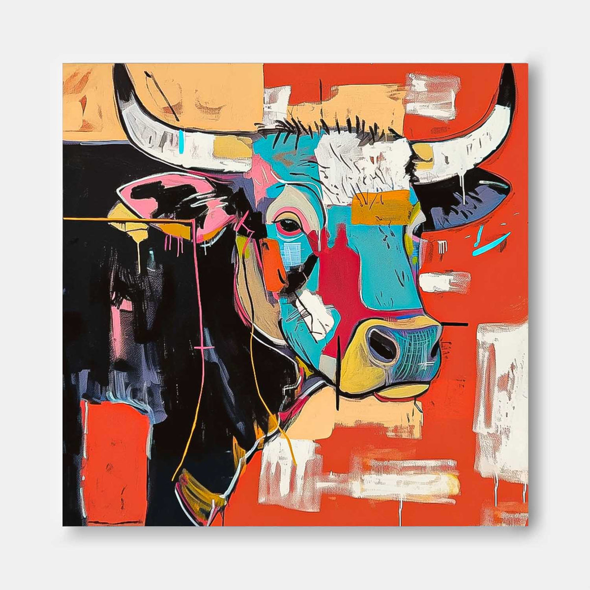 Wall Art Animal Abstract Pop Vibrant Bull