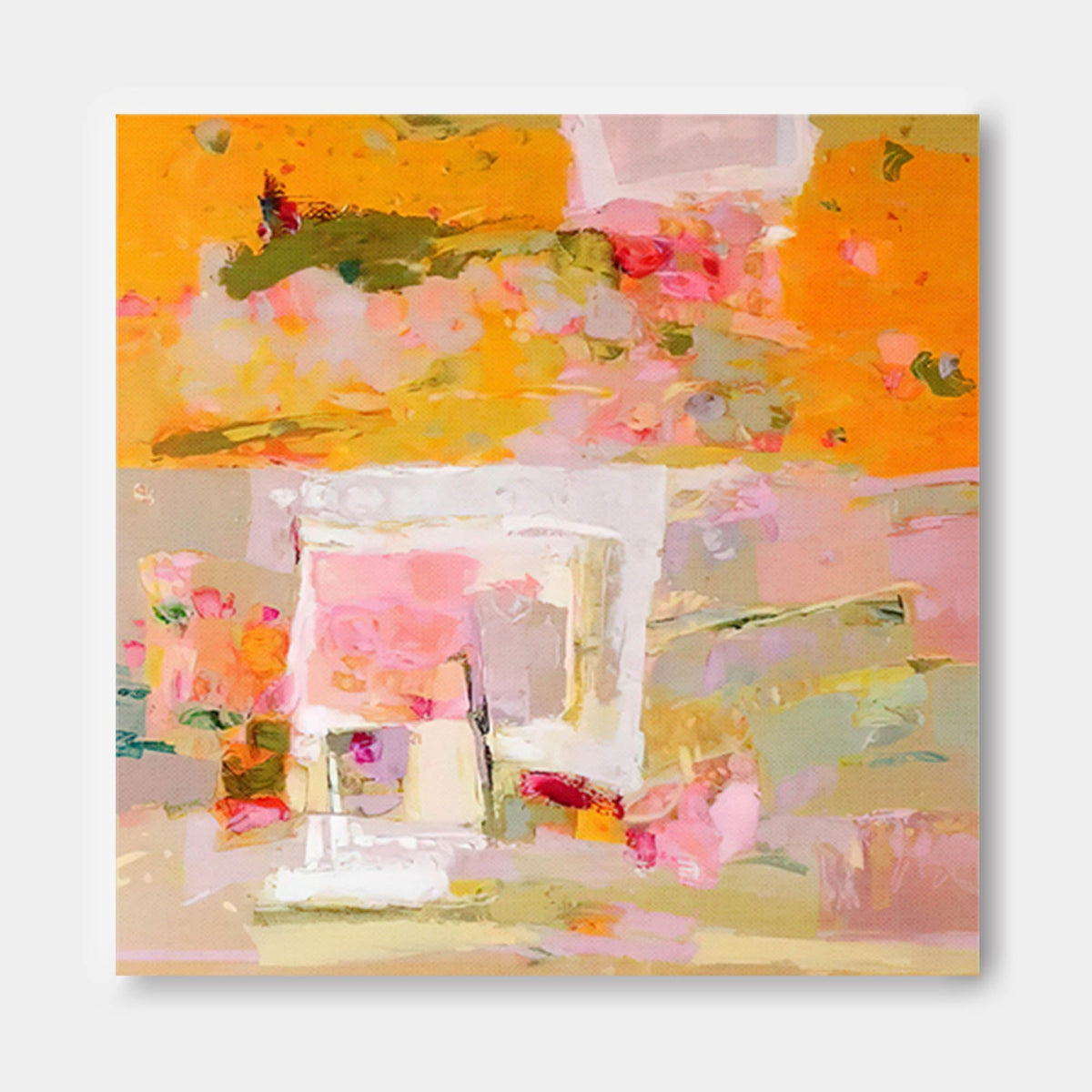 Vibrant Orange and Pink Abstract Canvas Wall Art