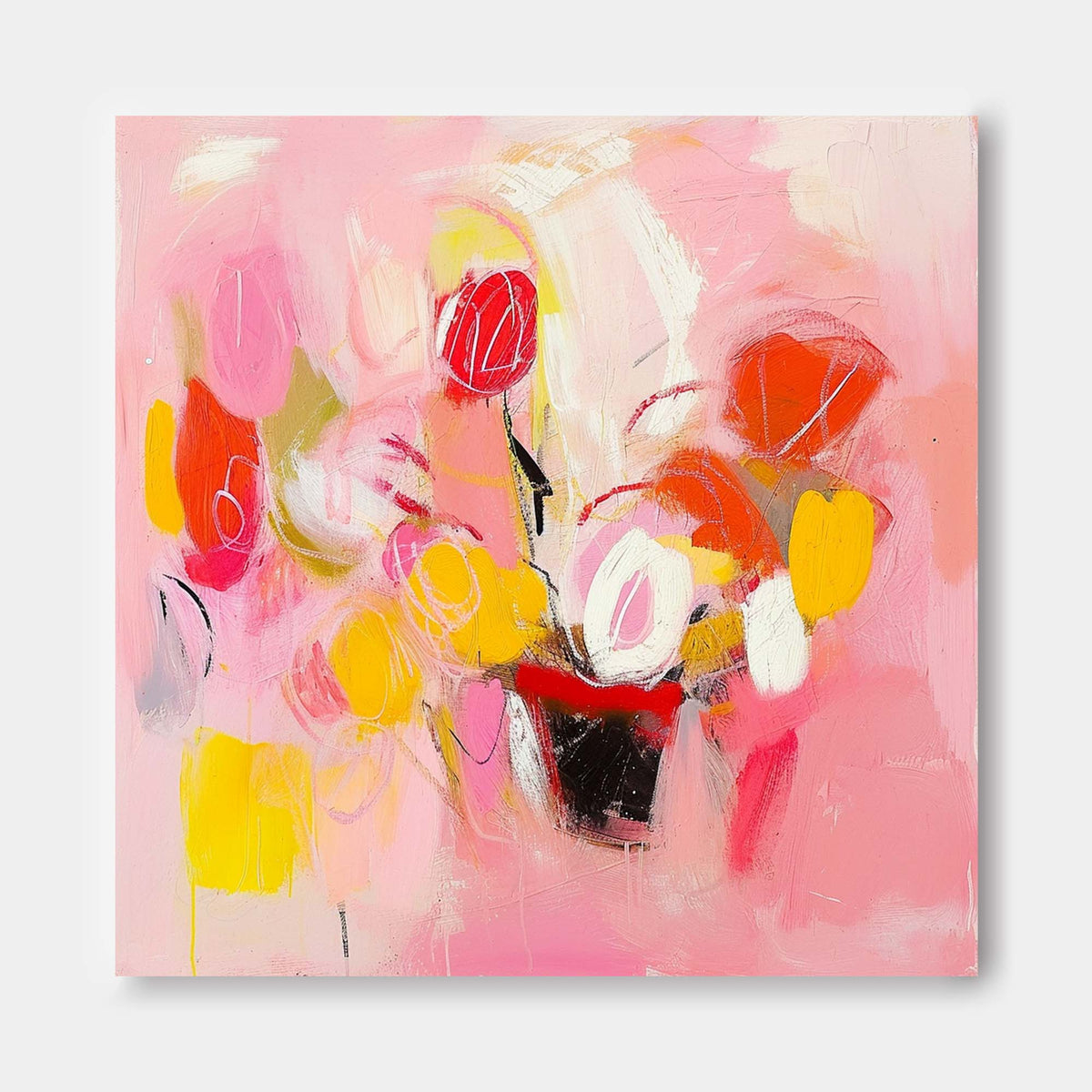 Wall Art Vibrant Abstract Pink Energetic