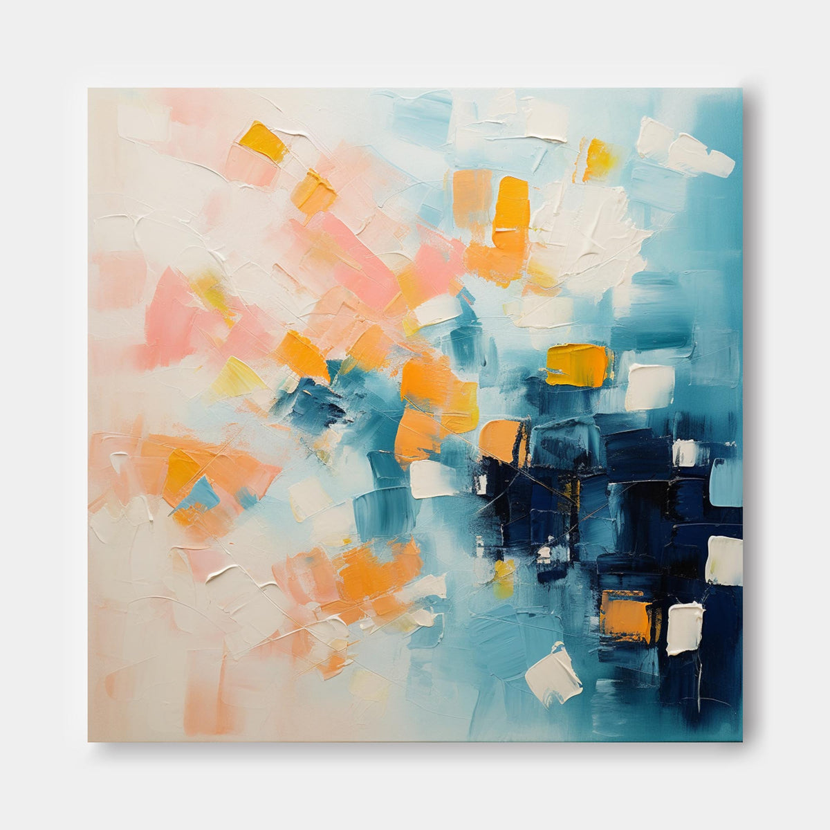 Geometric Pixel Painting Soft Pink Blue