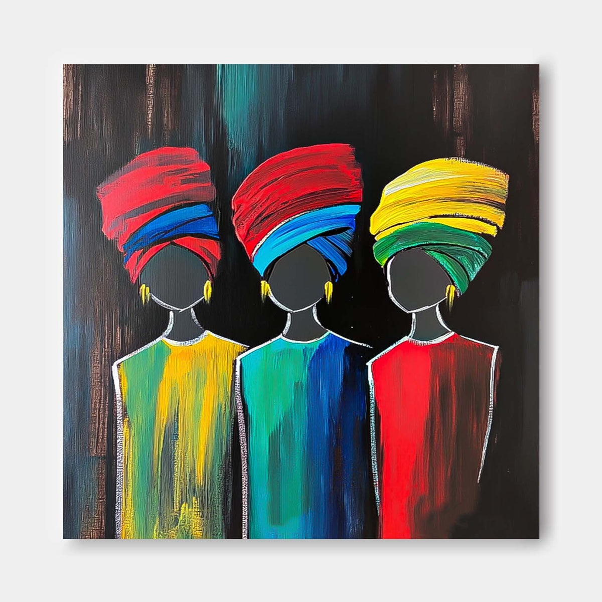 Wall Art Impasto Vibrant Turbaned Figure Portrait