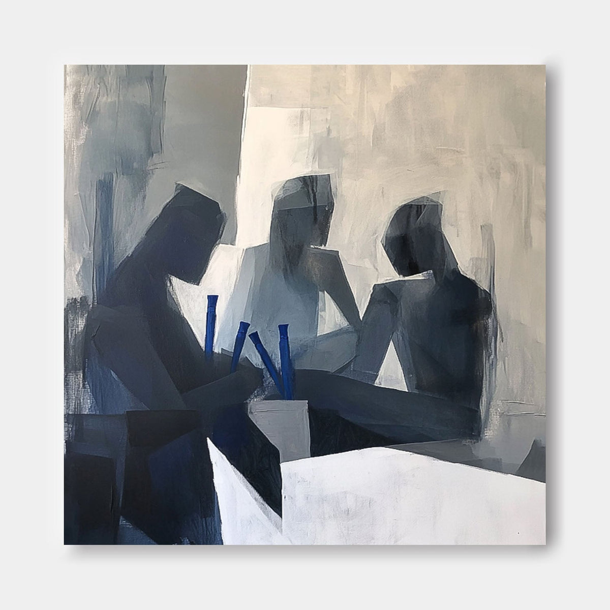Group Meeting Monochrome Oil Painting