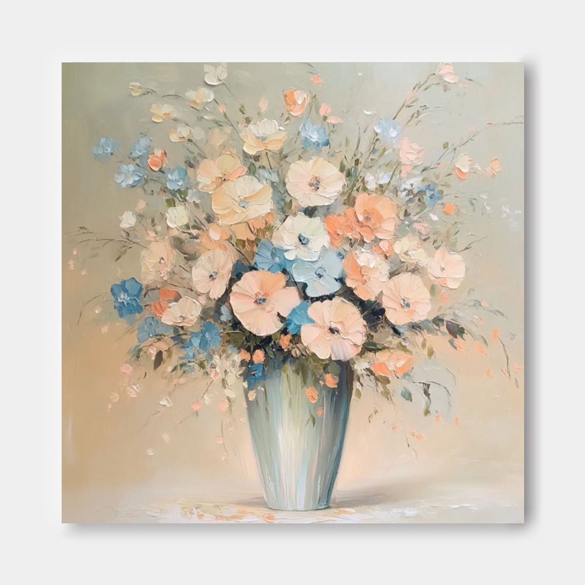Soft Pastel Floral Bouquet Oil Painting