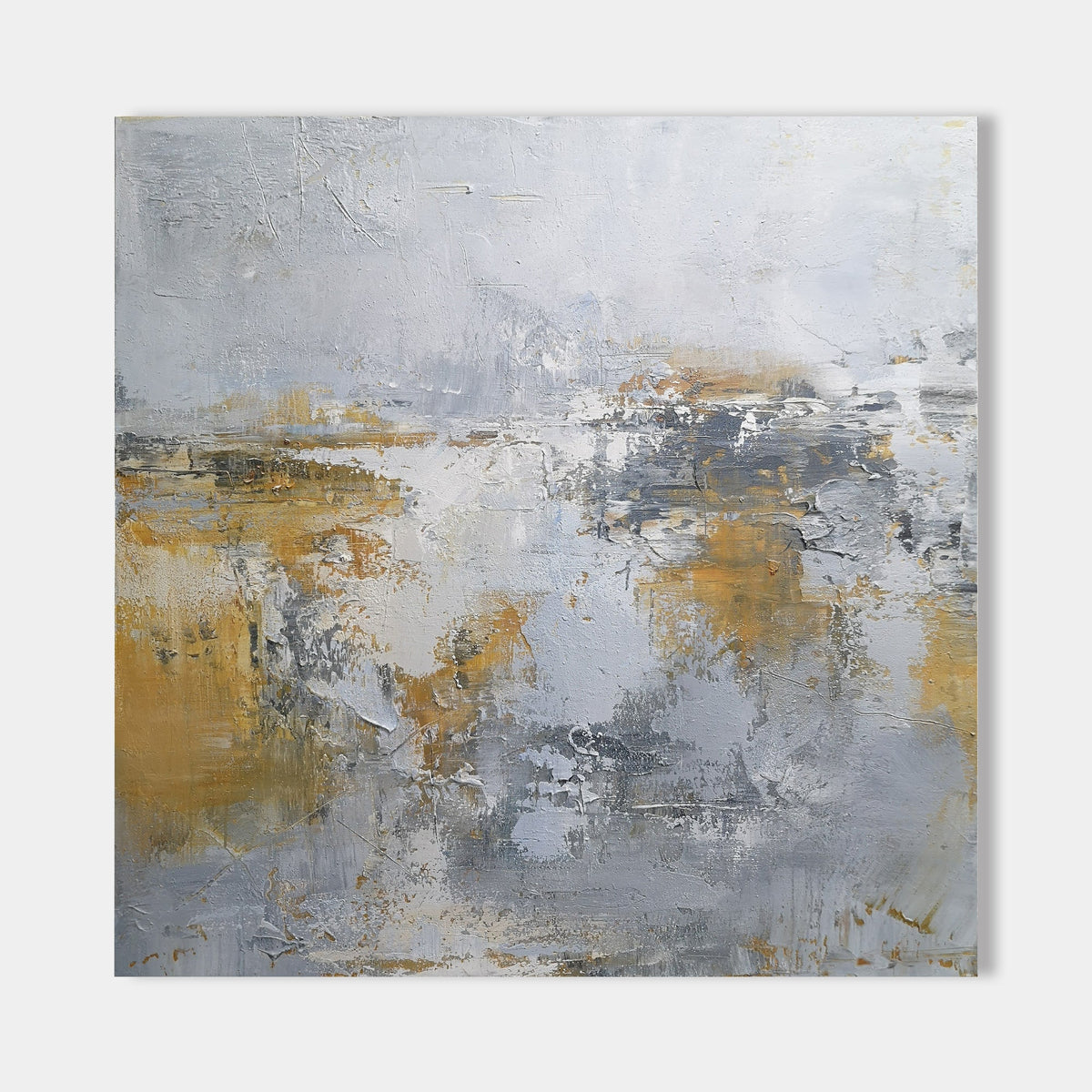 Wabi-Sabi Gold & Gray Abstract Oil Painting