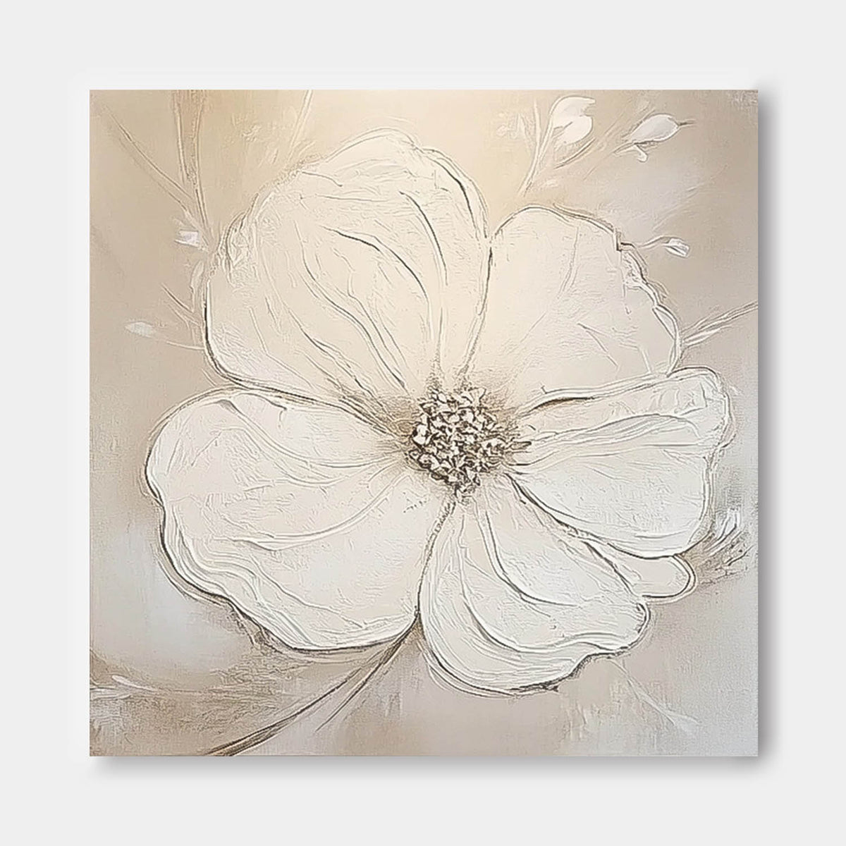 Textured Neutral Floral Painting Serene