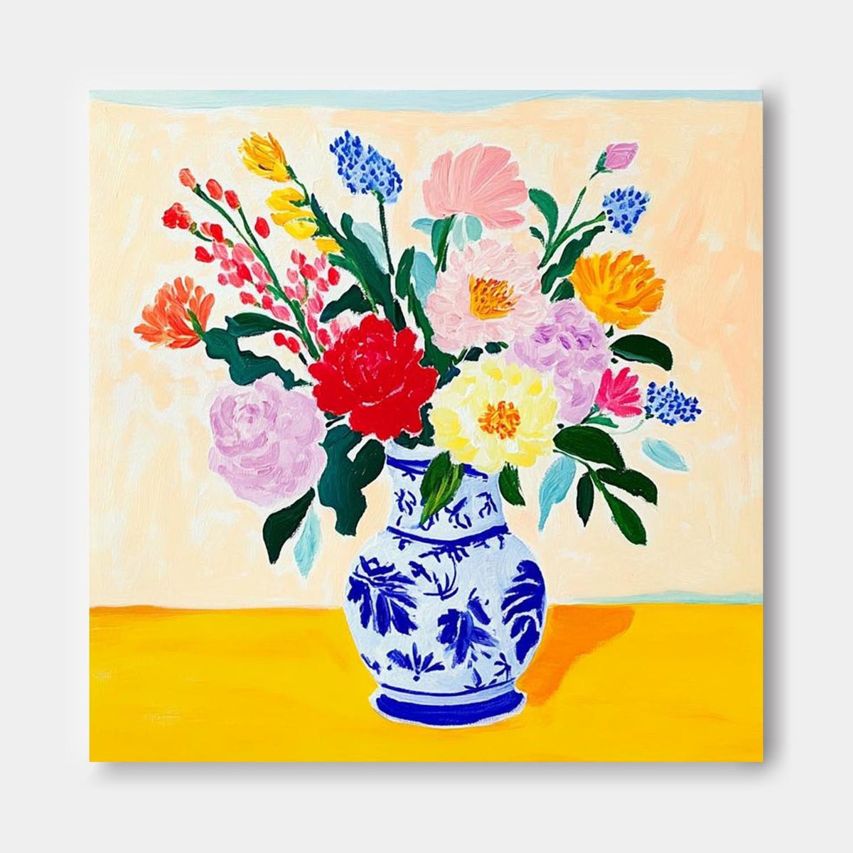 Wall Art Flower Vibrant Tropical Oriental