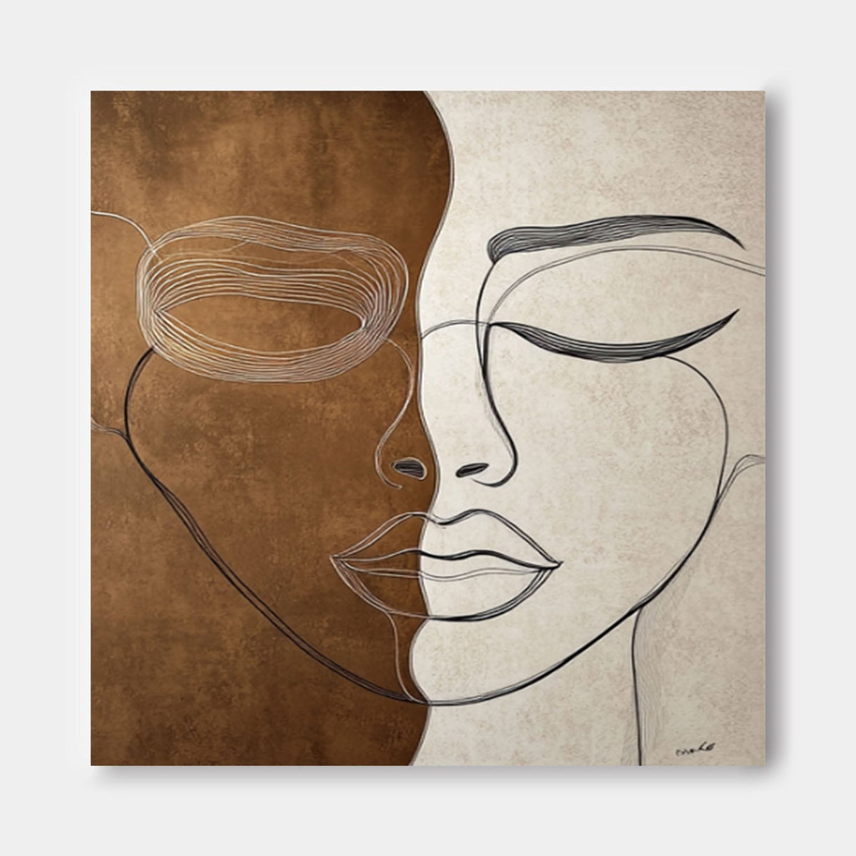 Minimalist Dual Face One-Line Art Two-Tone