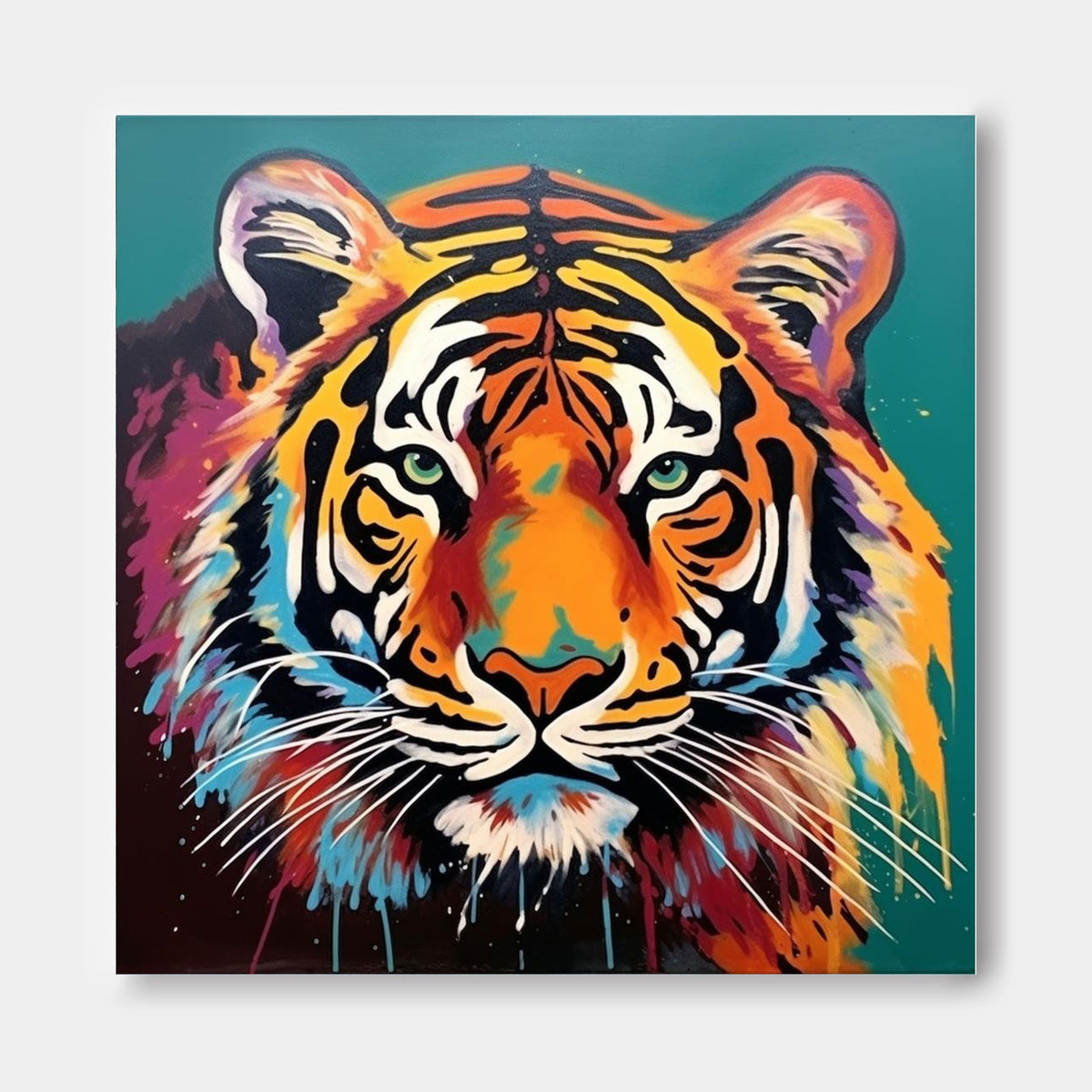 Vivid Splash‑Paint Tiger Wall Art