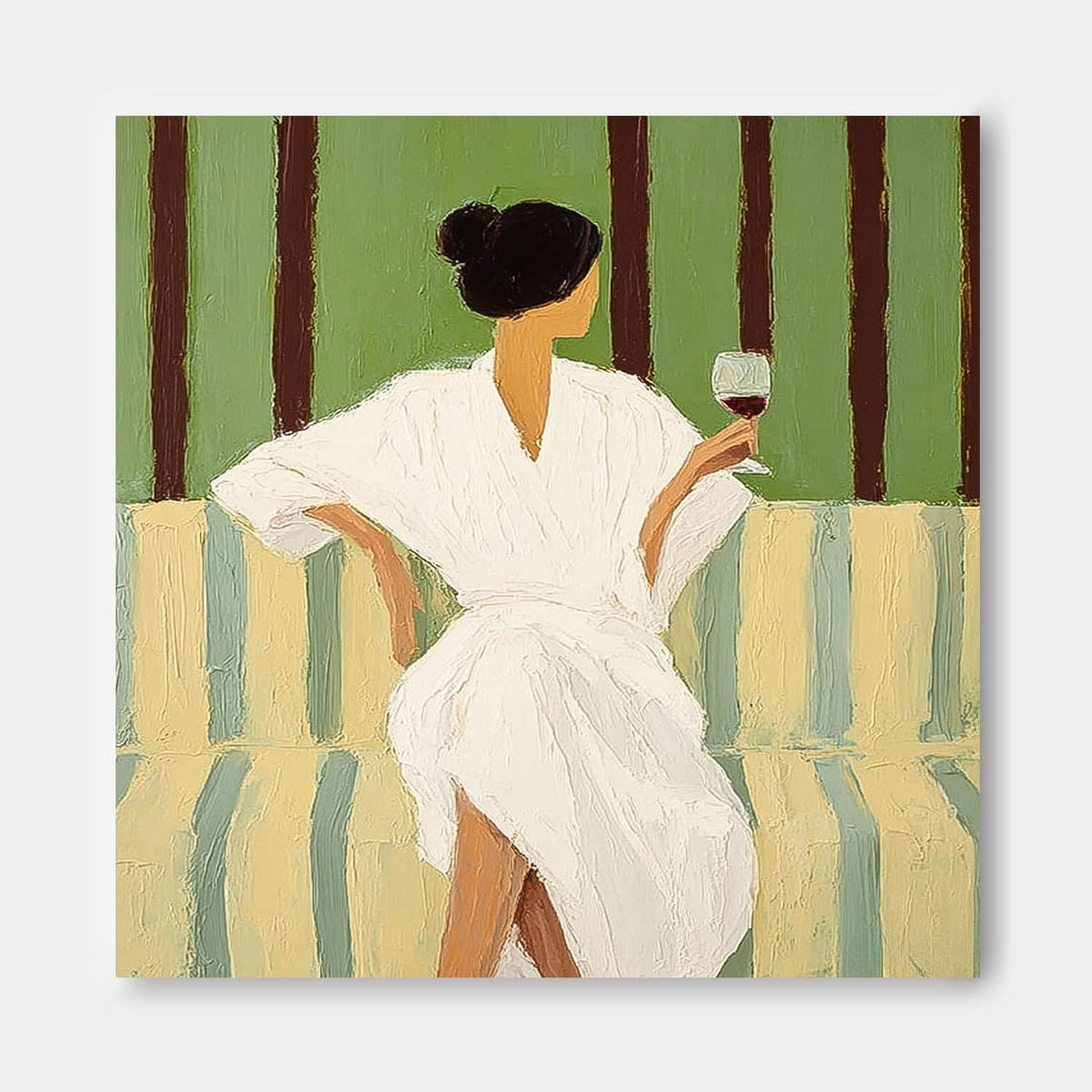 Wall Art Fashion Woman Green White Contemporary