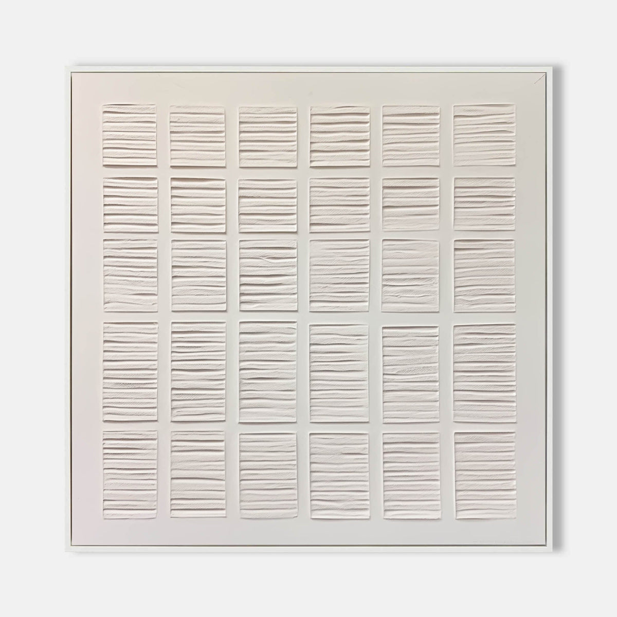 Plaster Texture Painting Neutral Grid Wall Art