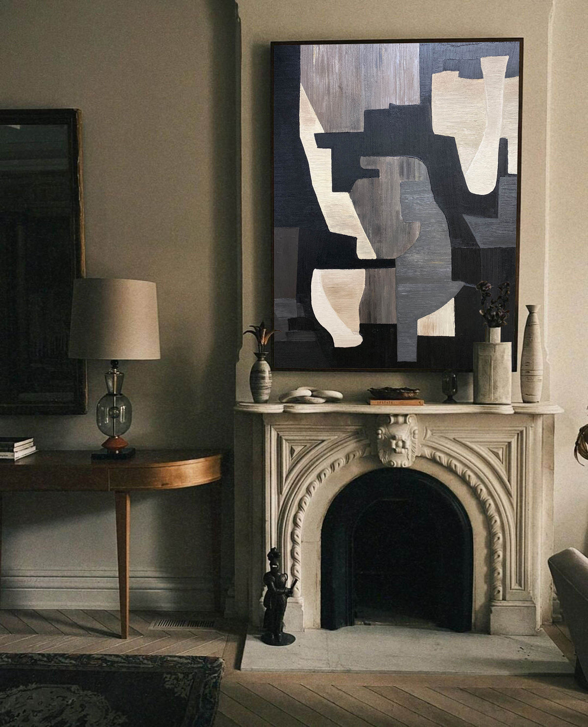 Monochrome Geometric Block Painting