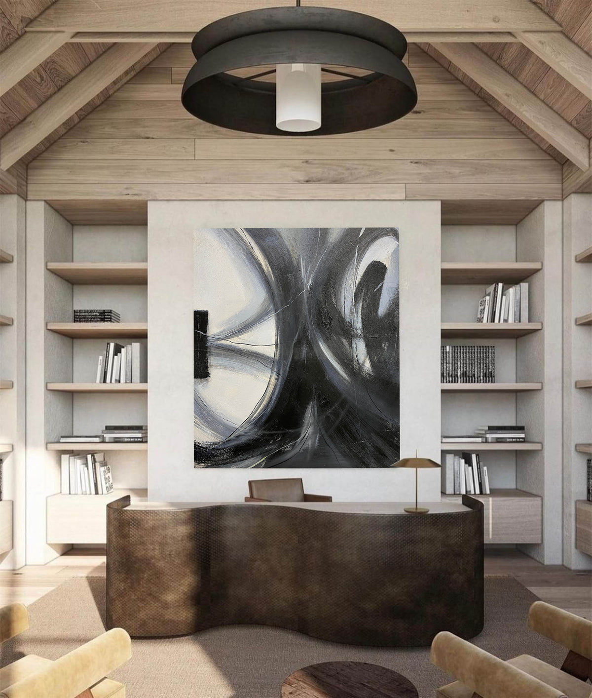 Monochrome Dynamic Abstract Painting