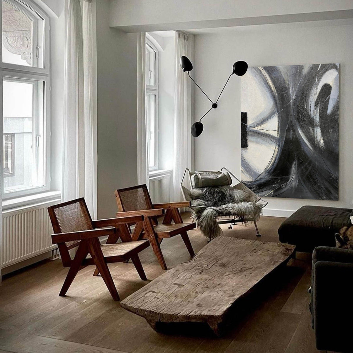 Monochrome Dynamic Abstract Painting