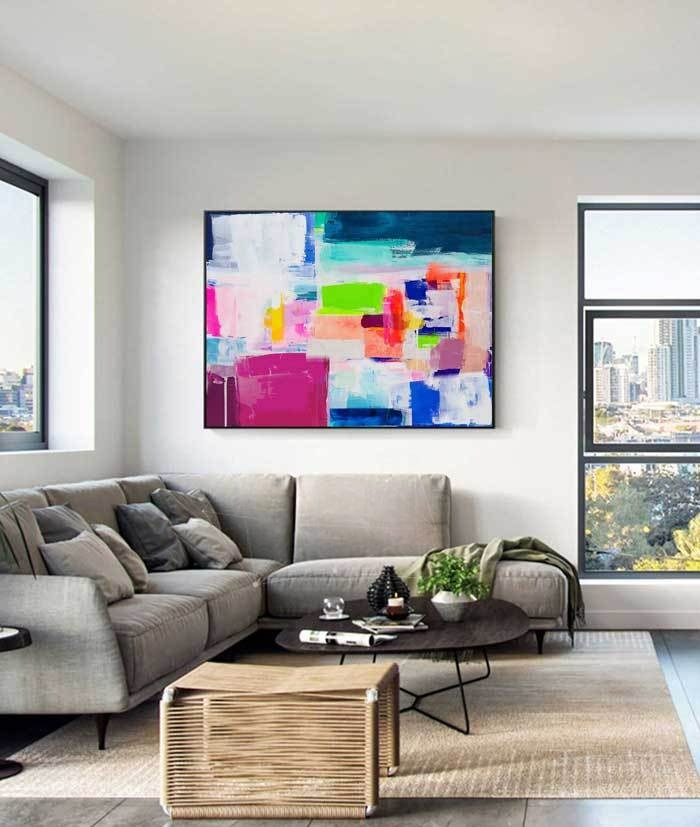 Vibrant Color Block Abstract Painting Horizontal