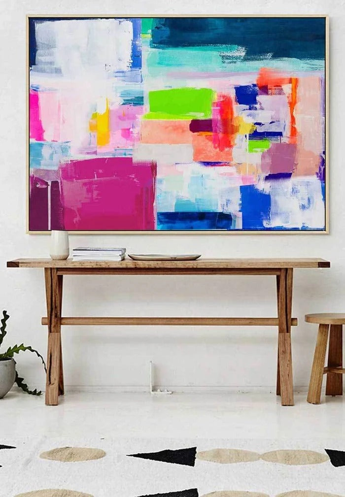 Vibrant Color Block Abstract Painting Horizontal