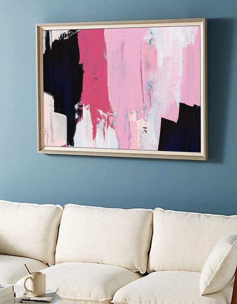 Bold Pink & Black Abstract Painting
