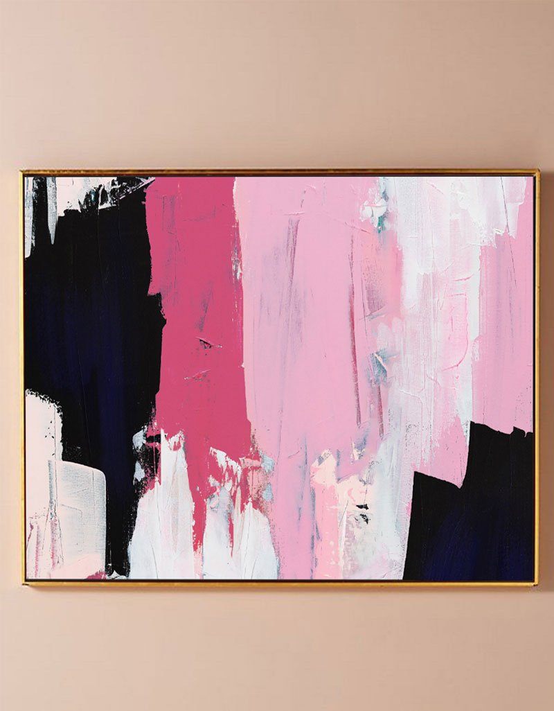 Bold Pink & Black Abstract Painting
